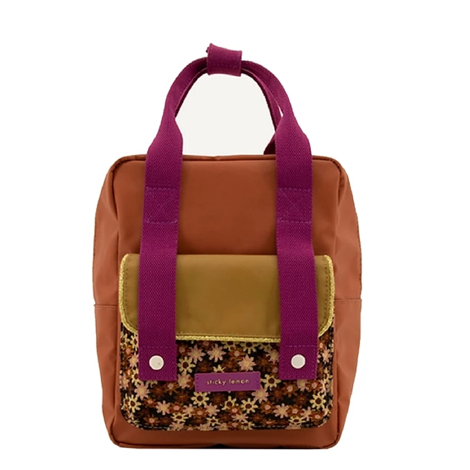 Sticky Lemon Golden Backpack Small Jeronicus Brown Flowerfield Pink 1 Sticky Lemon Golden Backpack Small Jeronicus Brown Flowerfield Pink
