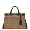 Guess Sestri Logo Luxury Satchel Latte Logo/brown