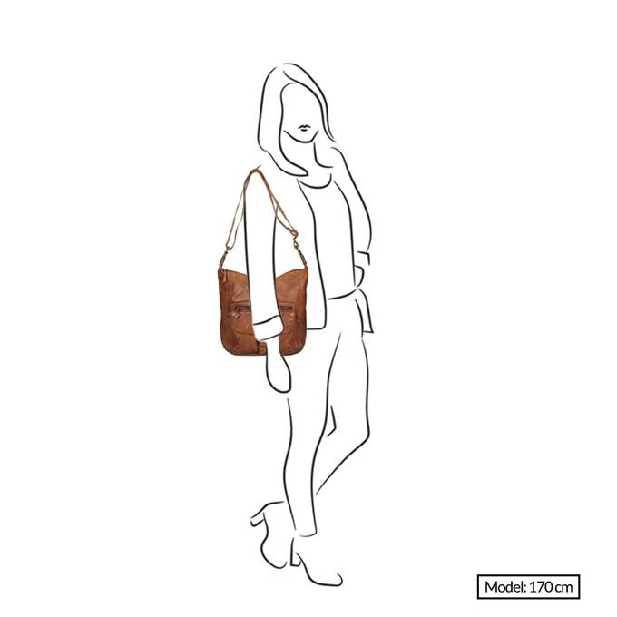 Bear Design Cow Lavato Dames Schoudertas Cognac 2 Bear Design Cow Lavato Dames Schoudertas Cognac - Afbeelding 2