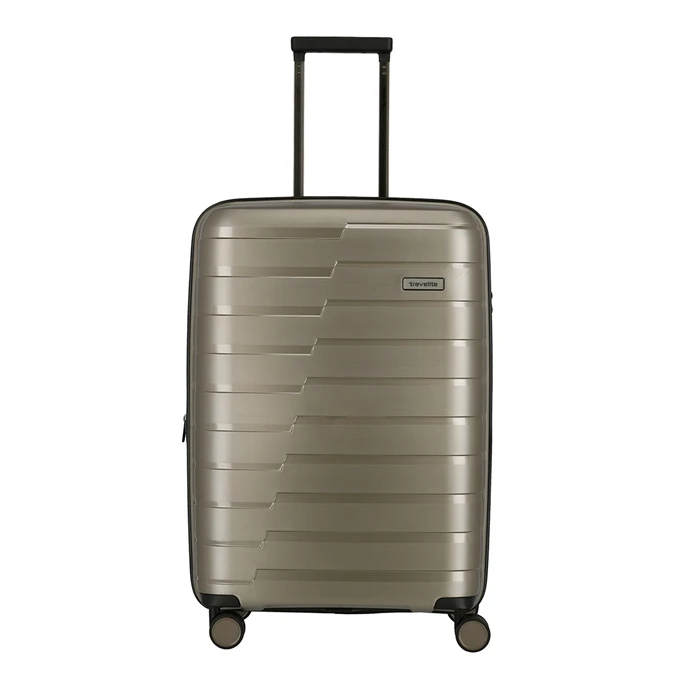 Travelite Air Base 4 Wiel Trolley M Expandable Champagne Metallic 1 Travelite Air Base 4 Wiel Trolley M Expandable Champagne Metallic