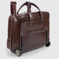 Piquadro Black Square Briefcase With Wheels 2 Compartments Black -Mode Tassen Winkel image 2678