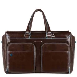 Piquadro Blue Square Duffel Bag Brown