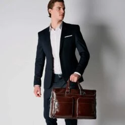 Piquadro Blue Square Duffel Bag Brown -Mode Tassen Winkel image 5548