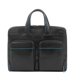 Piquadro Blue Square Computer Portfolio Briefcase 14'' Black