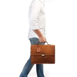 Burkely Vintage Dean Briefcase Cognac -Mode Tassen Winkel image 7978