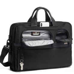 Tumi Alpha 3 Compact Large Laptop Briefcase Black -Mode Tassen Winkel image 9157