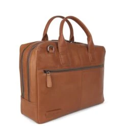 Plevier Flint Leren Dubbelvaks Laptoptas 15.6'' Cognac -Mode Tassen Winkel image 9617