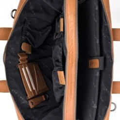 Plevier Flint Leren Dubbelvaks Laptoptas 15.6'' Cognac -Mode Tassen Winkel image 9619